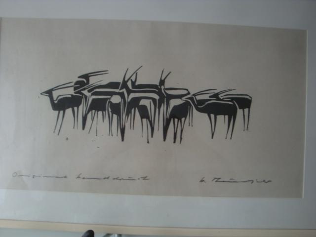 Paire Lithographie troupeaux de Buffles et Antilopes (1)